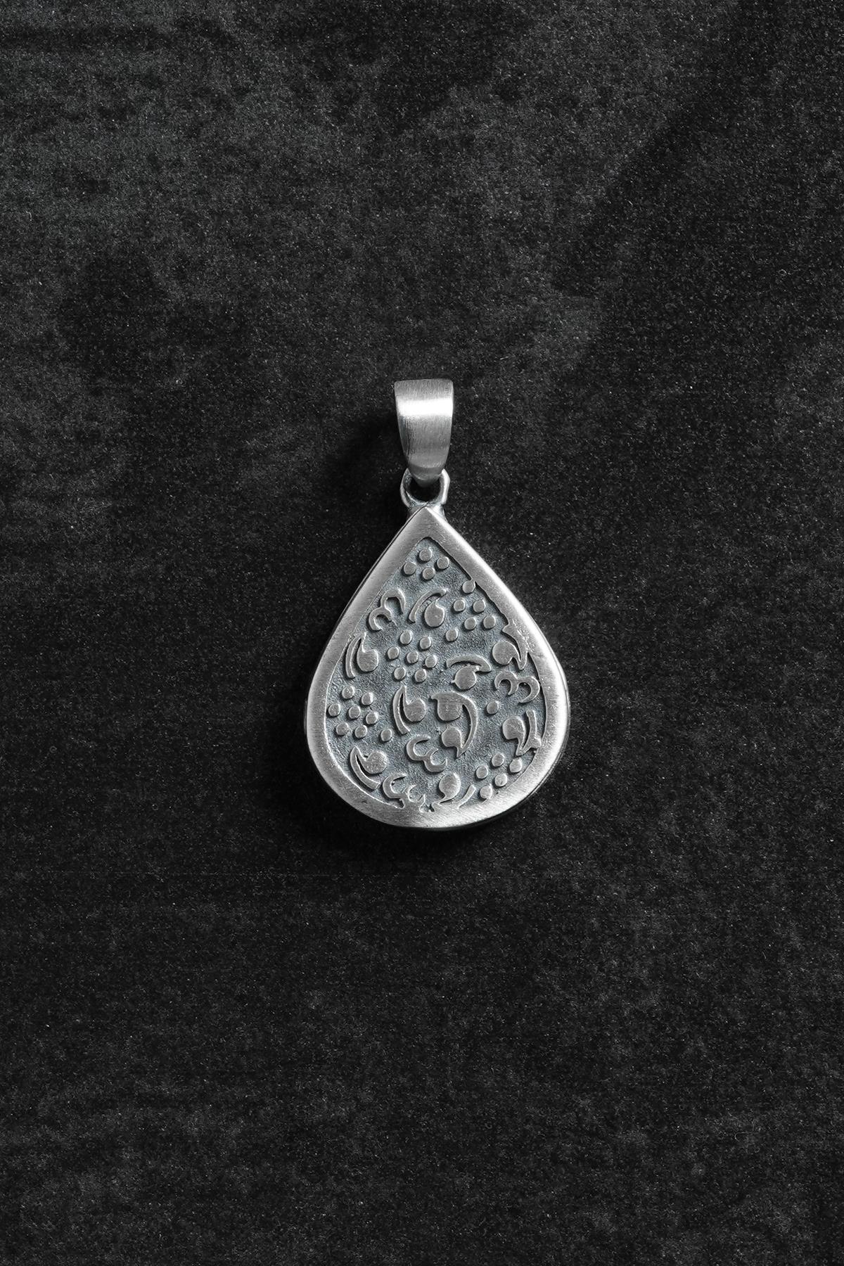 FRNCH 925 Ayar Gümüş Osmanlı Motifli Damla Figürlü Gümüş Renk Erkek Kolye Ucu FRKU-1085