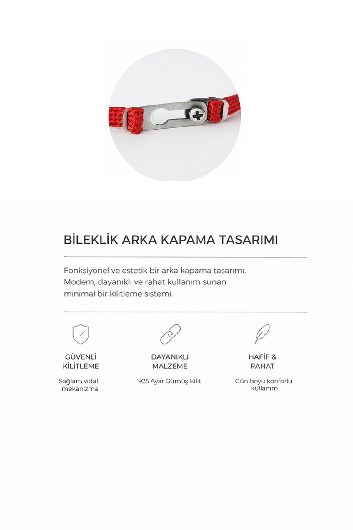 FRNCH 925 Ayar Gümüş Parçalı ve İpli Siyah Renk Erkek Bileklik FRJ12964-3964-S