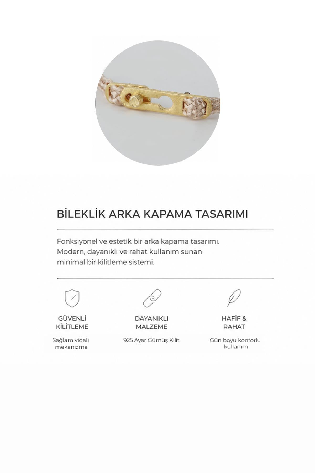 FRNCH 925 Ayar Gümüş Parçalı ve İpli Siyah Renk Erkek Bileklik FRJ12981-3981-S