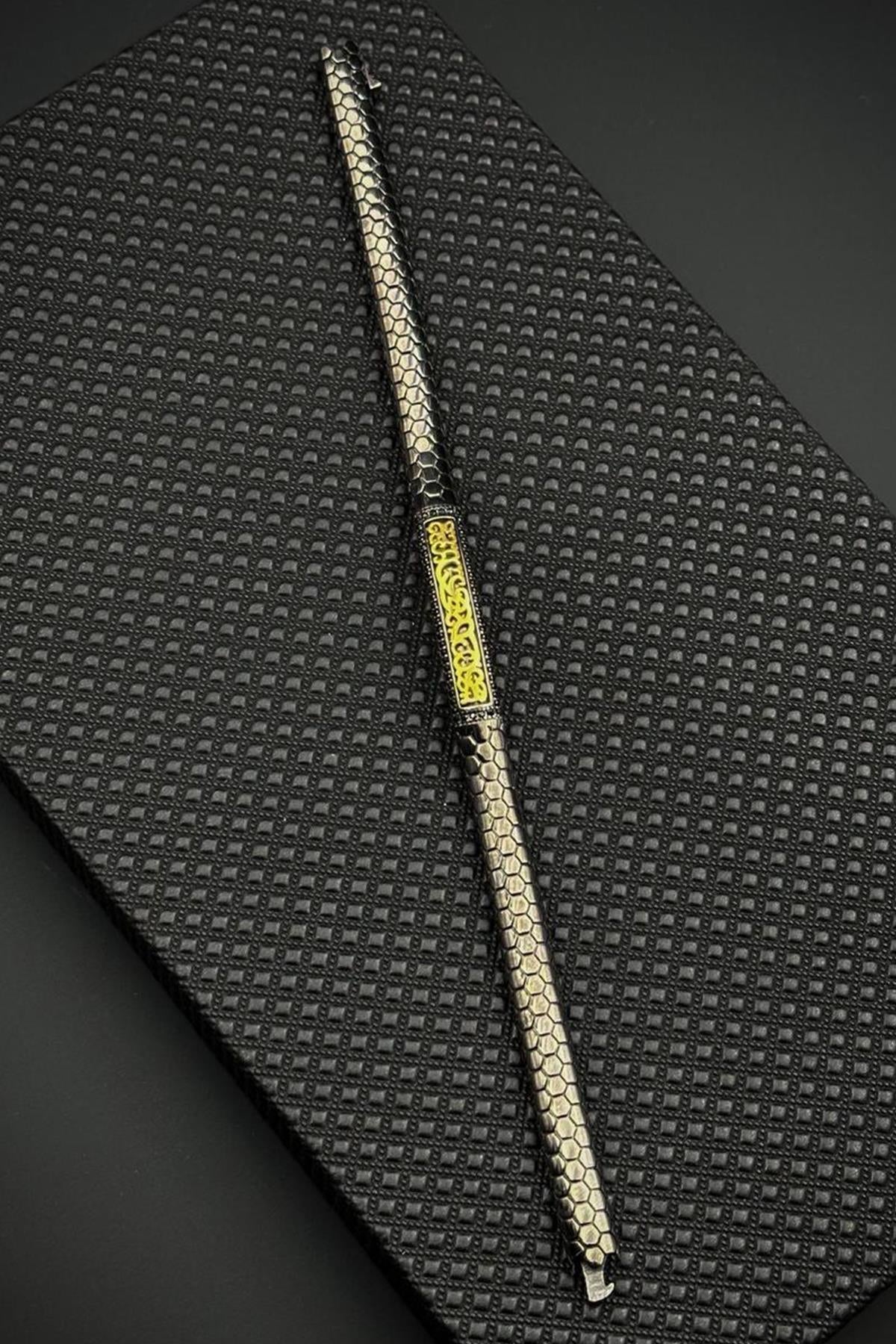 FRNCH 925 Ayar Gümüş Siyah Zirkon Taşlı Siyah-Altın Renkli Erkek Bileklik FRJ12704-3704-B2G