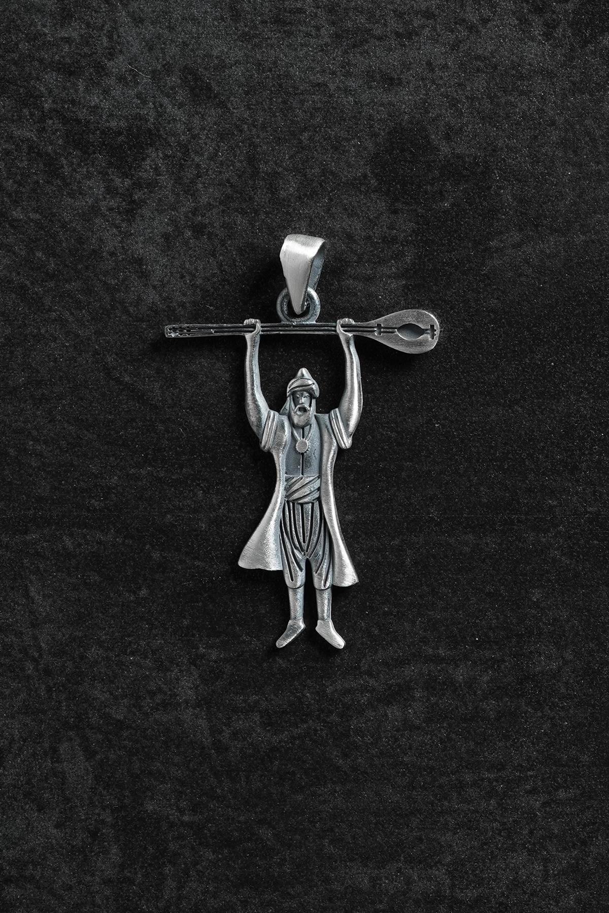 FRNCH 925 Ayar Gümüş Türk Alp Figürlü Erkek Kolye Ucu FRKU-1094