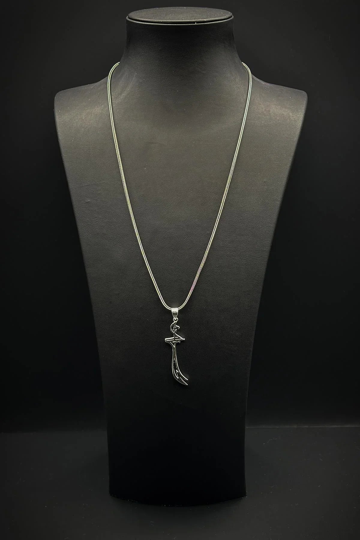 FRNCH 925 Ayar Gümüş ve Hz.Ali Kılıcı Figürlü Gümüş Renk Erkek Kolye FRJ30714-814-A2