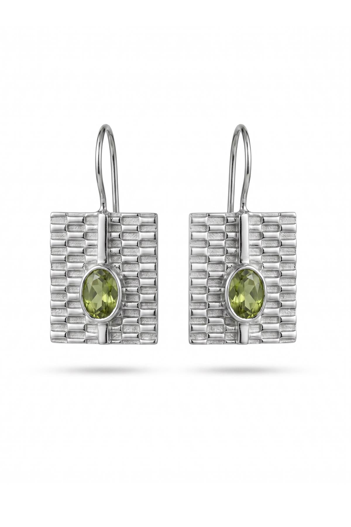 FRNCH 925 Ayar Gümüş ve Peridot Taşlı Gümüş Renk Kadın Küpe FRJ50101-201-AY