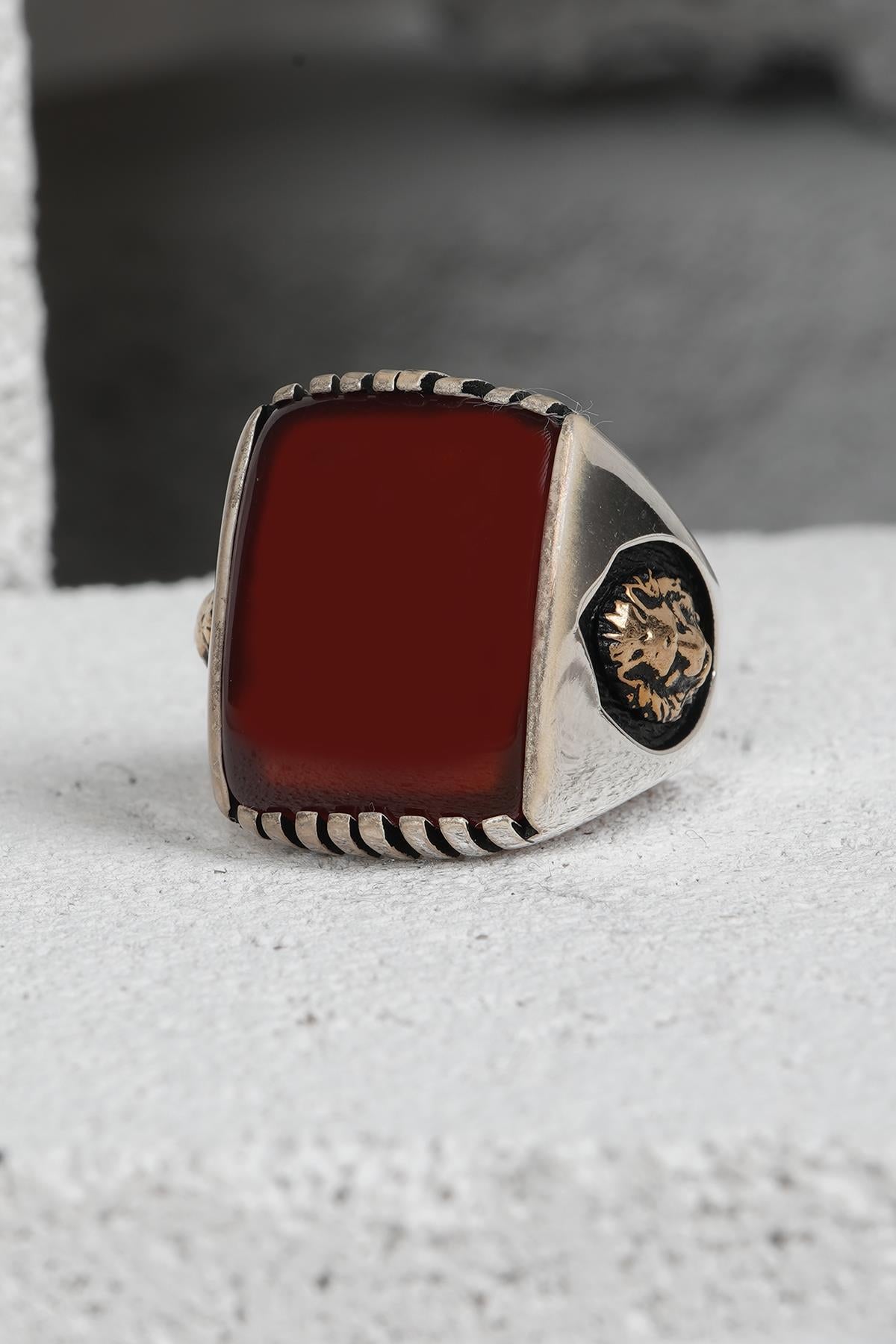 FRNCH 925 Ayar Gümüş Zirkon Taşlı Kahverengi Renkli Erkek Yüzük FRJ60093-193-K28