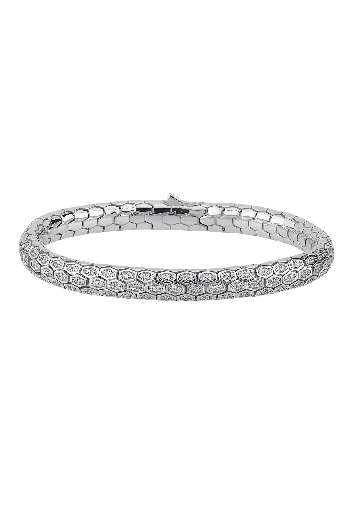 FRNCH Bronz Madenli Beyaz Zirkon Taşlı Gümüş Renk Erkek Bileklik FRJ12935-3935-A