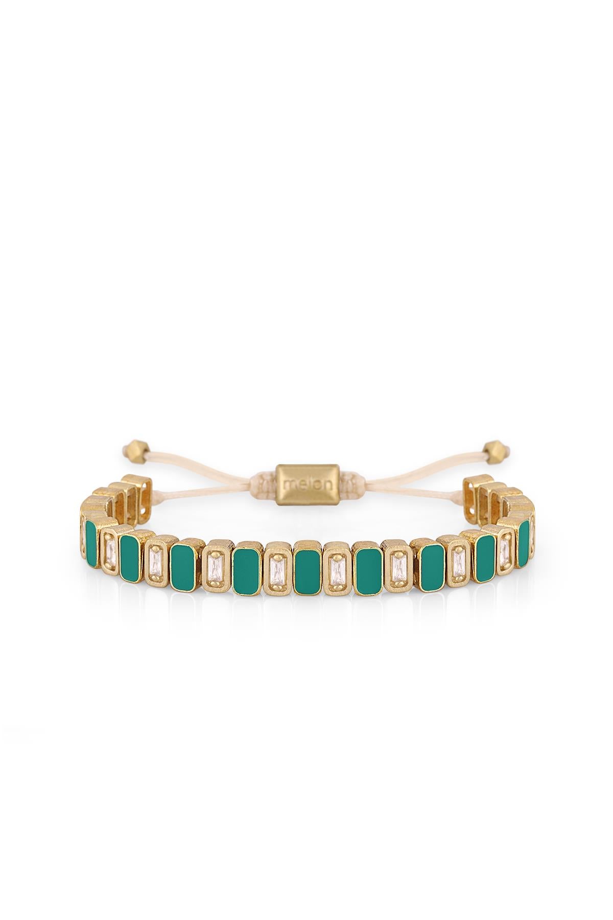FRNCH Cable Green Stone Mineli Bileklik