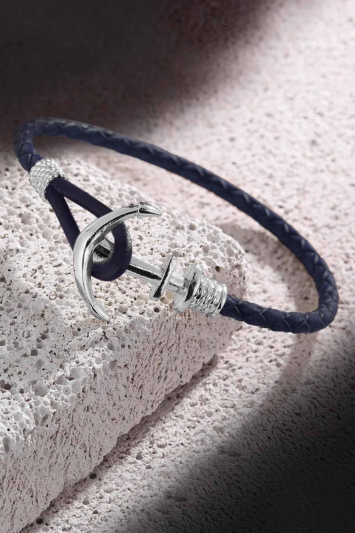 FRNCH Çapa Figürlü Gerçek Deri Handmade Erkek Bileklik FRJ11160-1260-TA