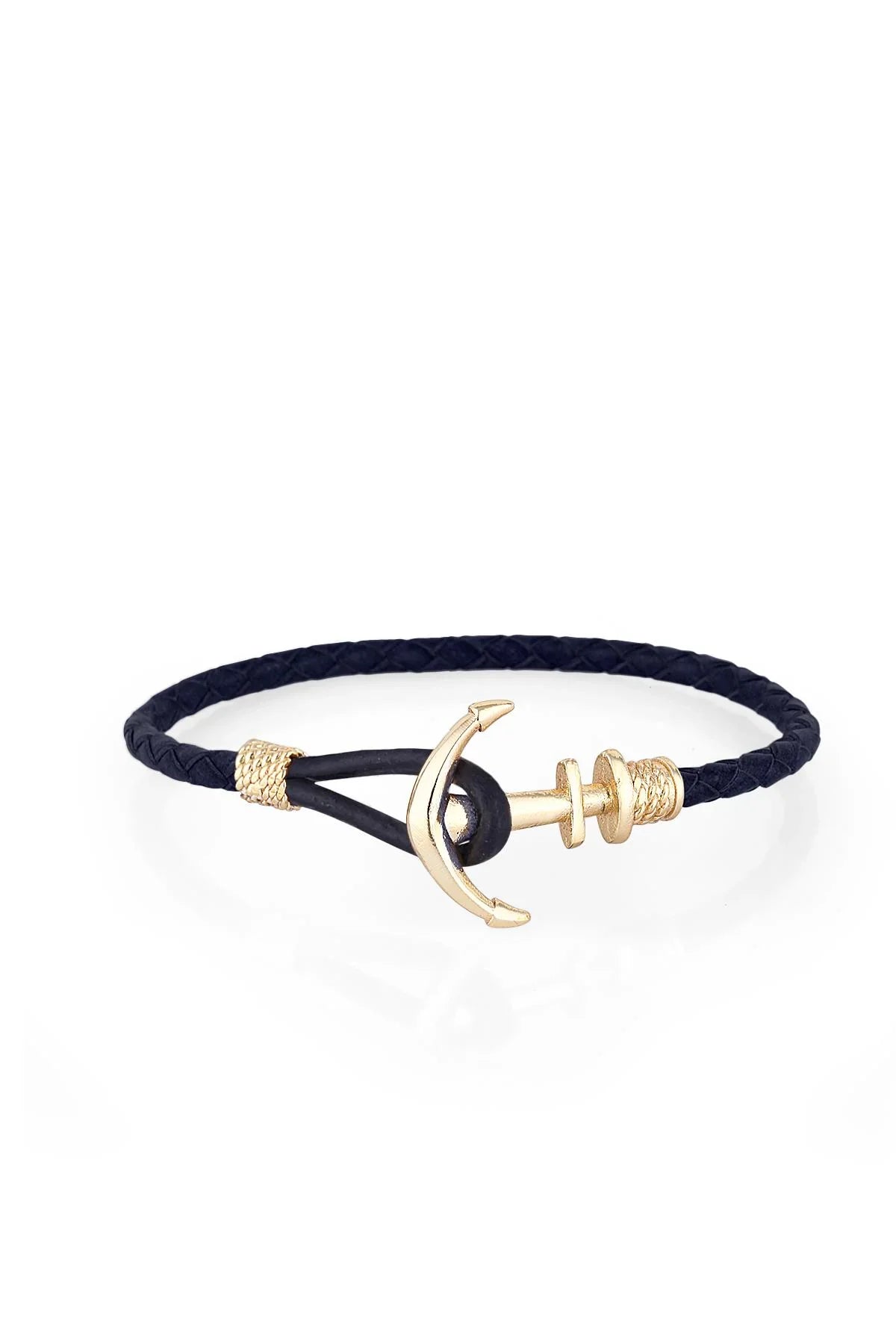 FRNCH Çapa Figürlü Gerçek Deri Handmade Erkek Bileklik FRJ11160-1260-TG