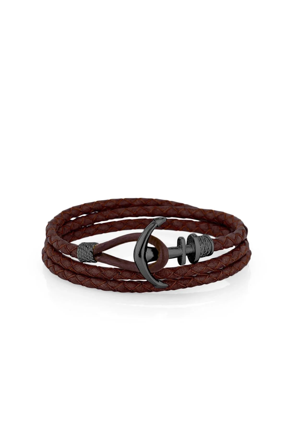 FRNCH Çapa Figürlü Gerçek Deri Handmade Erkek Bileklik FRJ11162-1262-RB