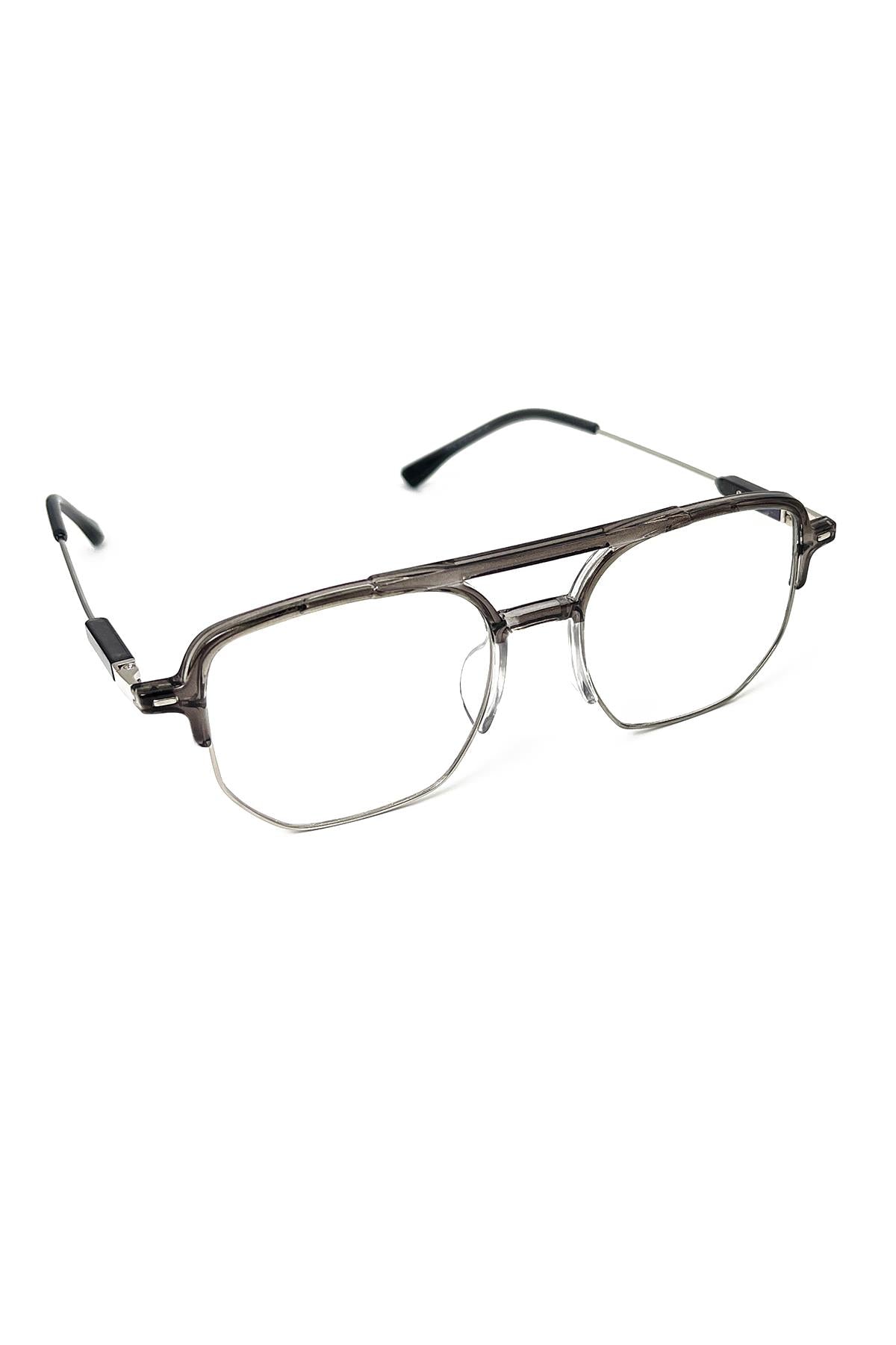 FRNCH Füme Çerçeve Şeffaf Cam Dikdörtgen Erkek Güneş Gözlüğü FRG1028-128-F