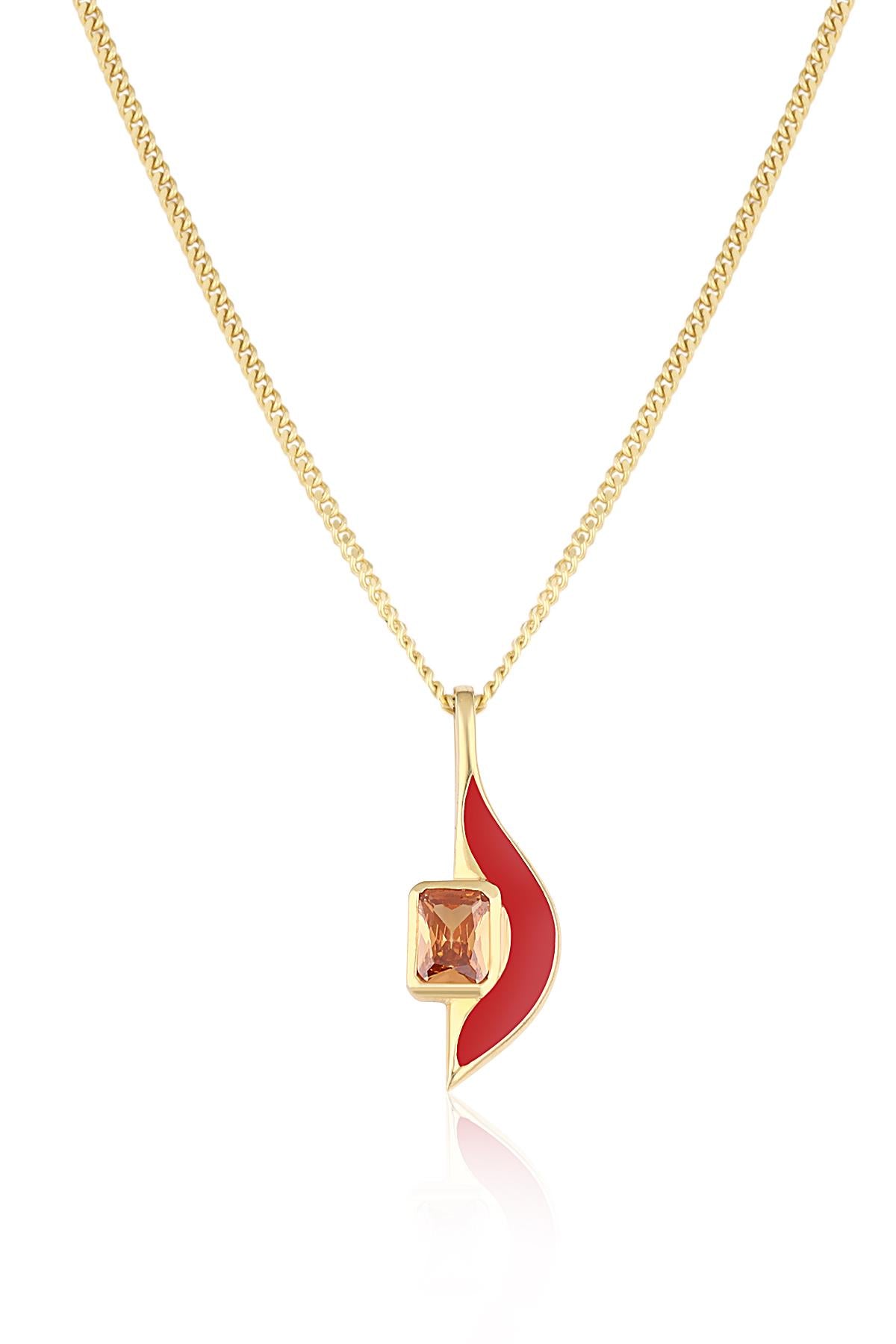 FRNCH Gold Silver Red Lips Kolye