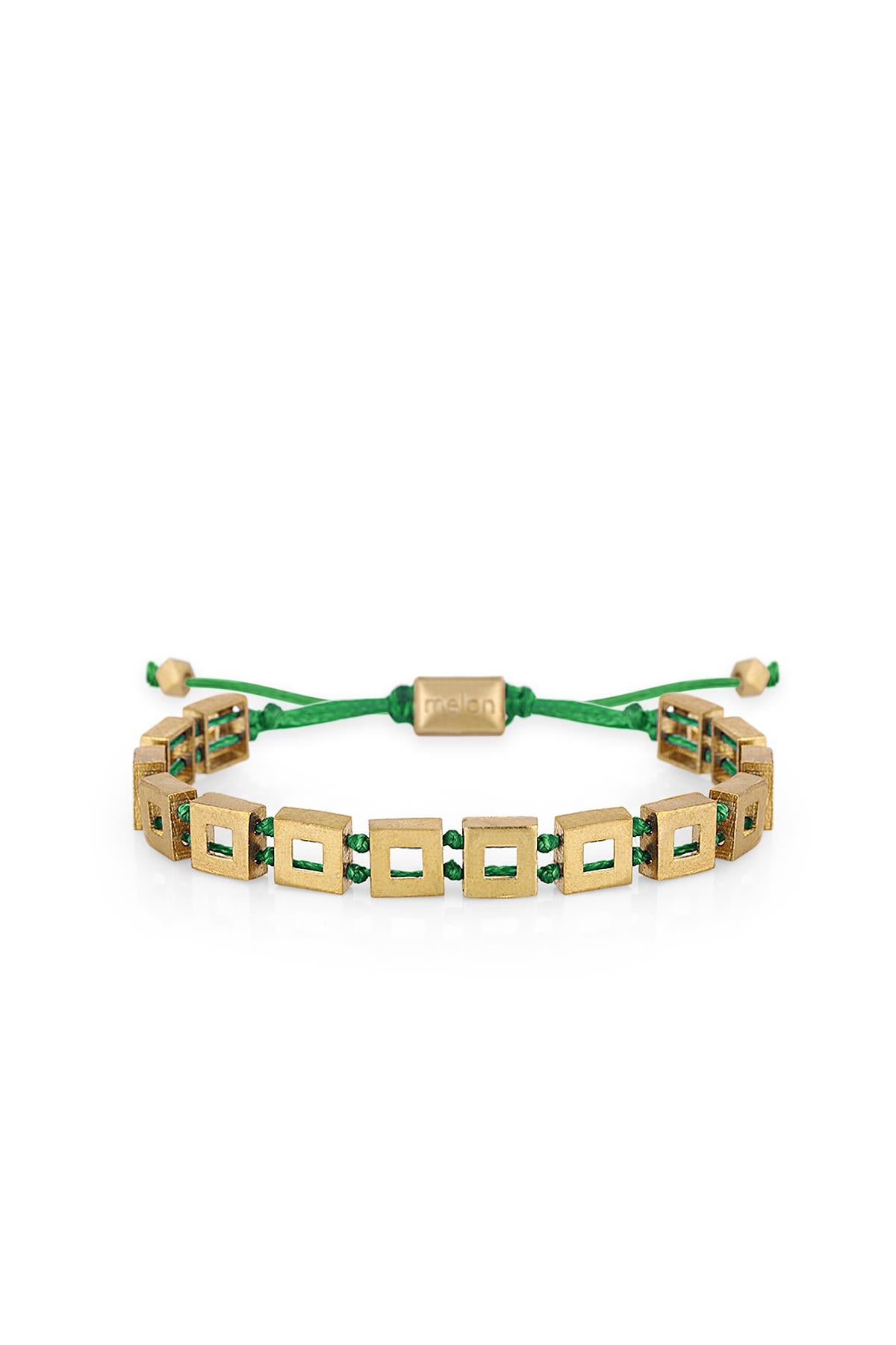 FRNCH Gold Square Green Bileklik