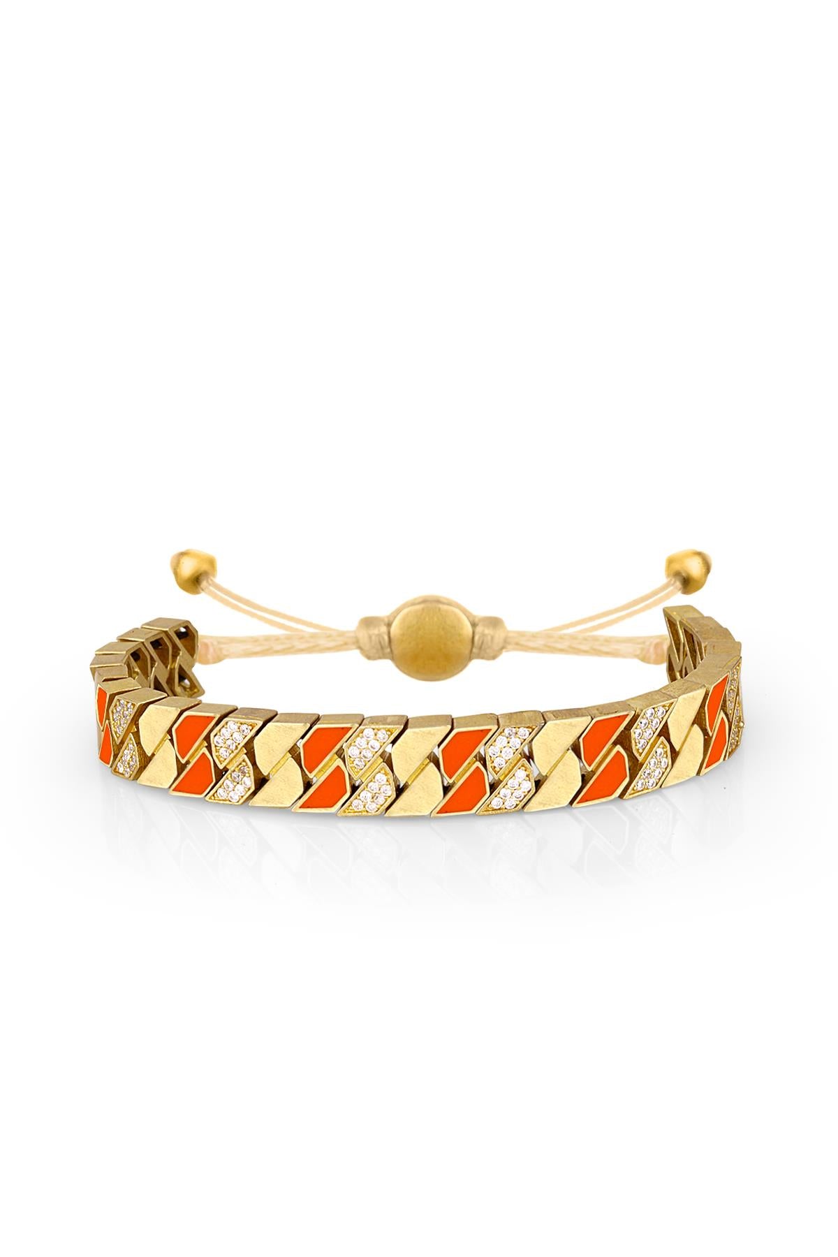 FRNCH Gold Stone Orange Chain Bileklik