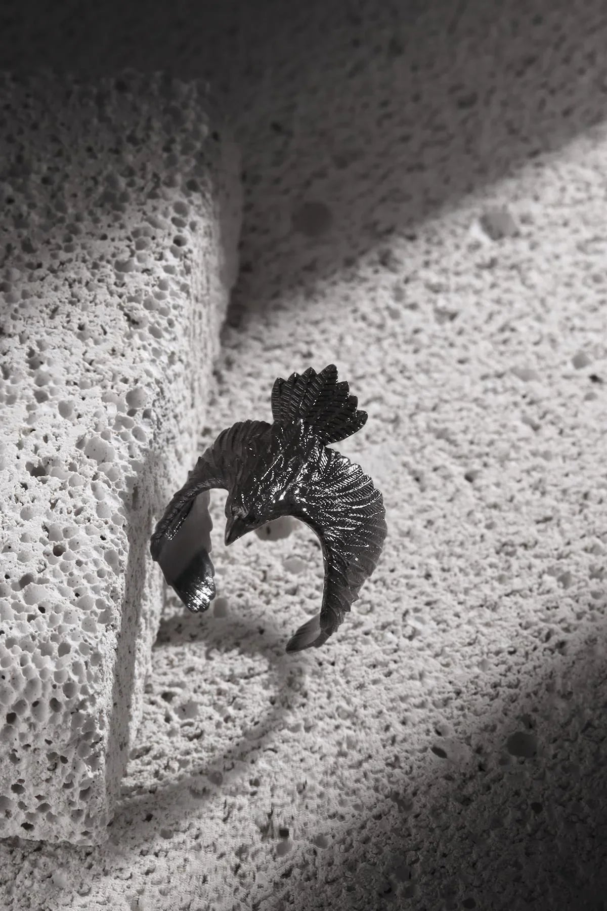 FRNCH Kartal Figürlü Mat Sİyah Renk Ayarlanabilir Erkek Yüzük FRJ60026-126-B2