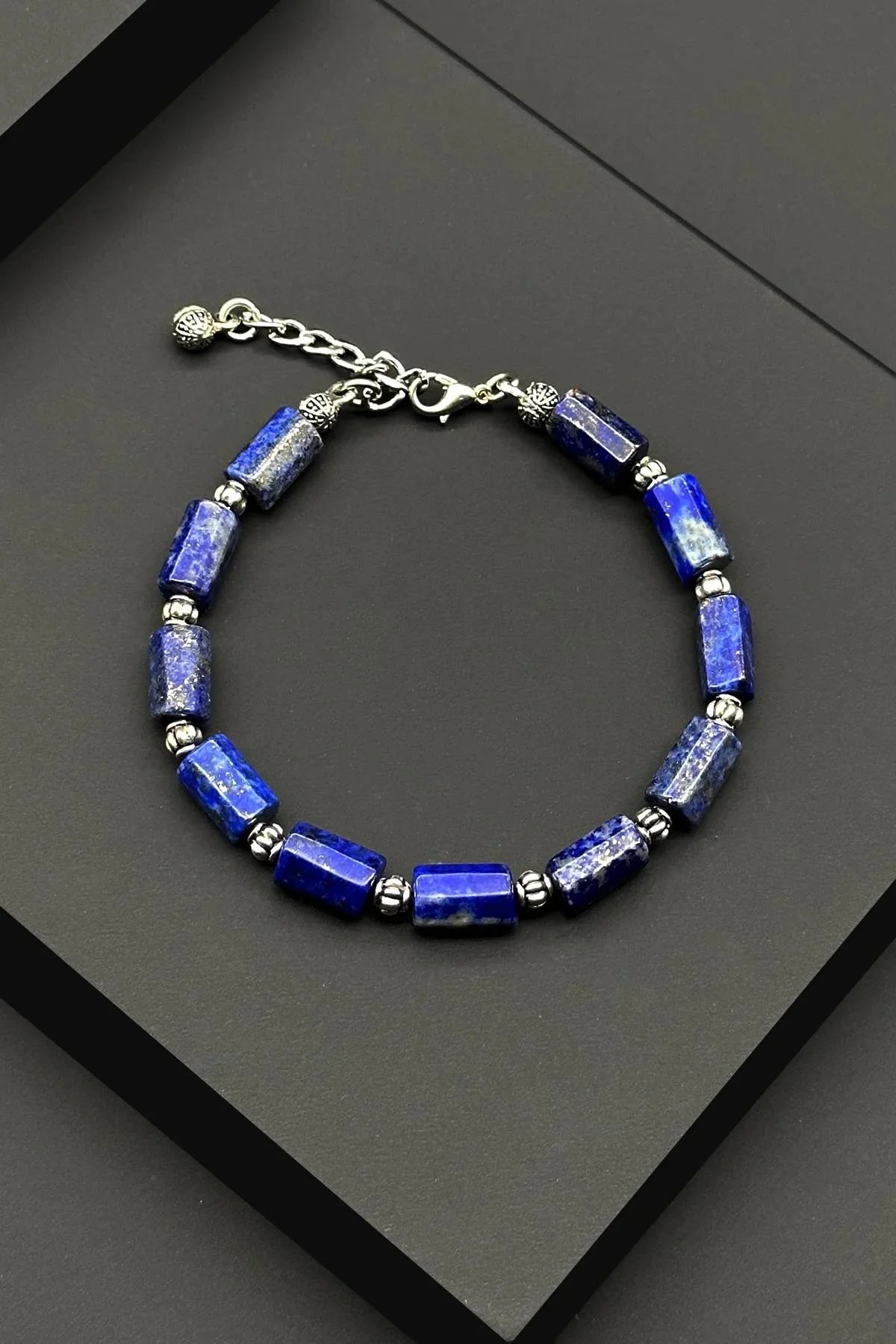 FRNCH Lapis Doğal Taşlı Lacivert Renkli Ayarlanabilir Erkek Bileklik FRJ11846-1946-L