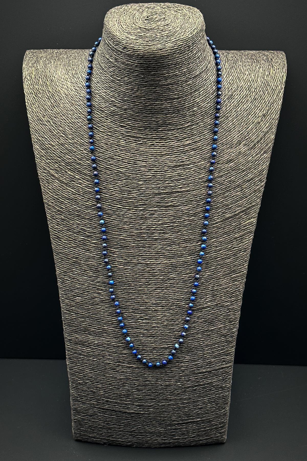 FRNCH Lapis Lazuli Doğal Taşlı Lacivert Renkli Erkek Kolye FRJ30654-754-L