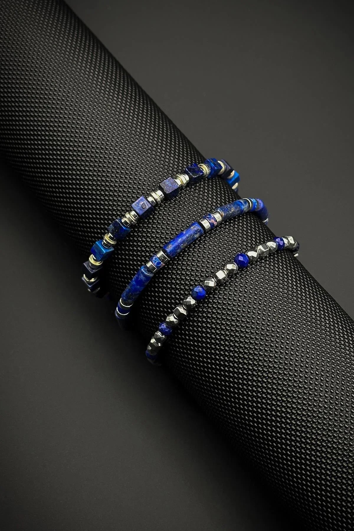 FRNCH Lapis Lazuli ve Hematit Doğal Taşlı Lacivert Renk Erkek Kombin FRJ40170-270-L