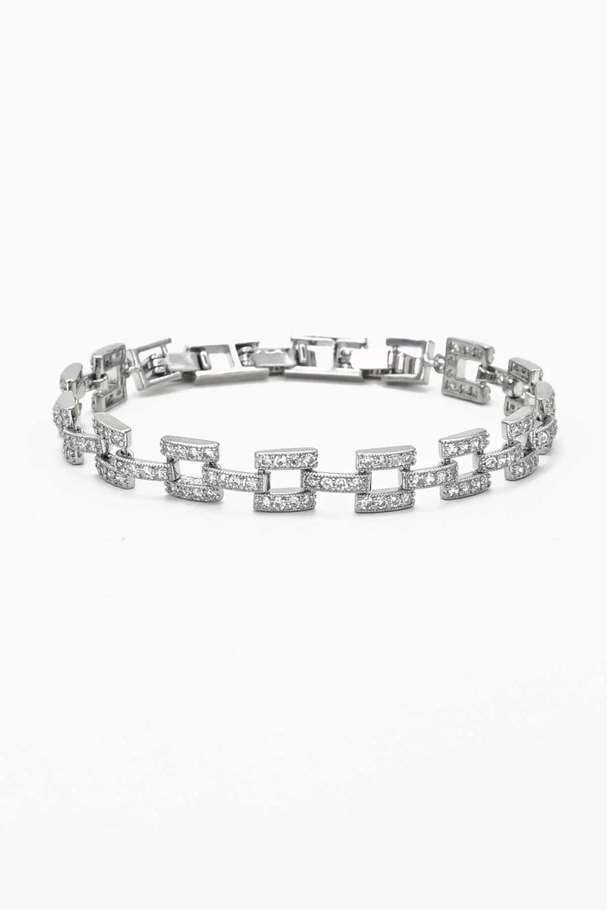 FRNCH Özel Tasarım Zirkon Taşlı Gümüş Renk Kadın Bileklik FRJ12501-3501-A