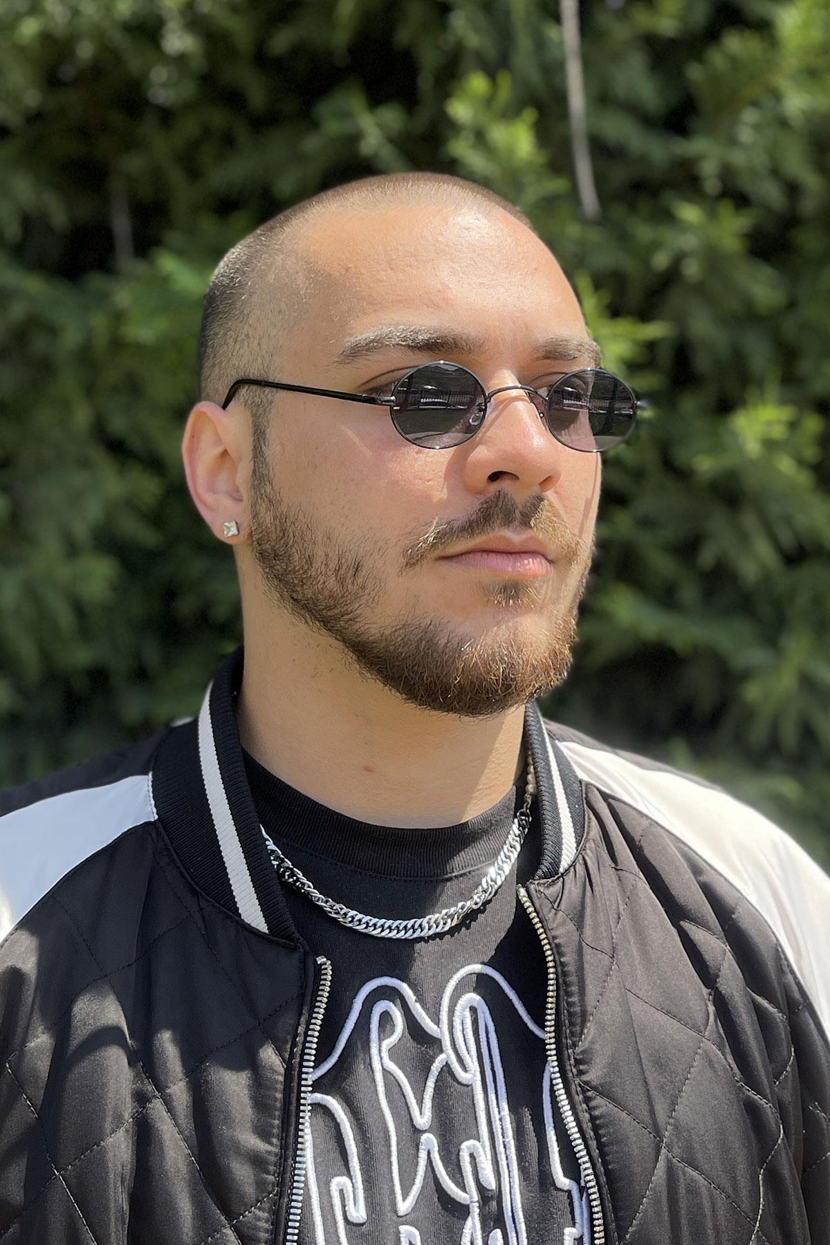 FRNCH Siyah Çerçeve Siyah Cam Oval Erkek Güneş Gözlüğü FRG1009-109-S