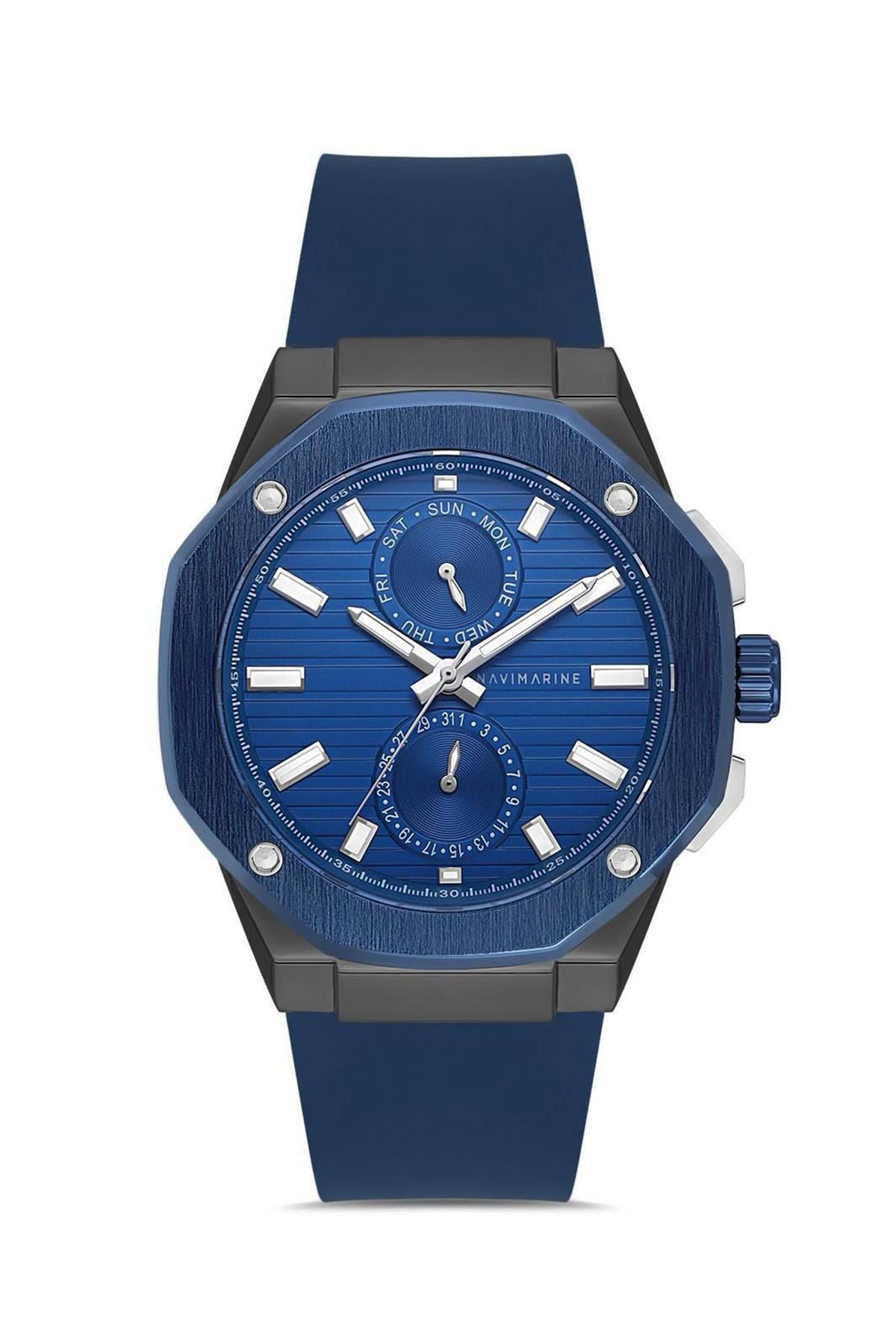 NAVIMARINE Lacivert Silikon Kordon Lacivert Kadran Erkek Kol Saati NV10011-L