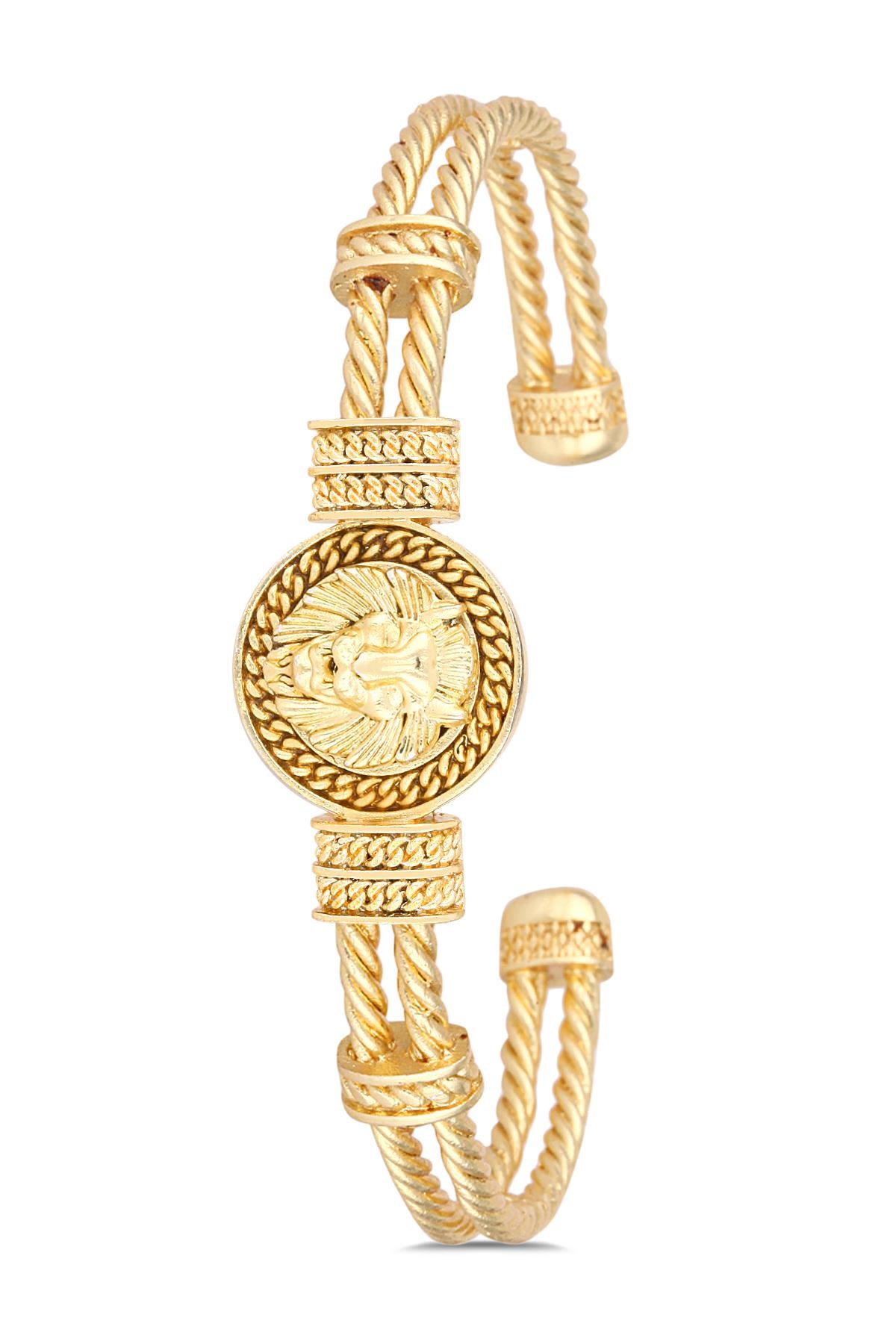 FRNCH Aslan Figürlü Gold Renkli Erkek Bileklik FRJ11270-1370-G