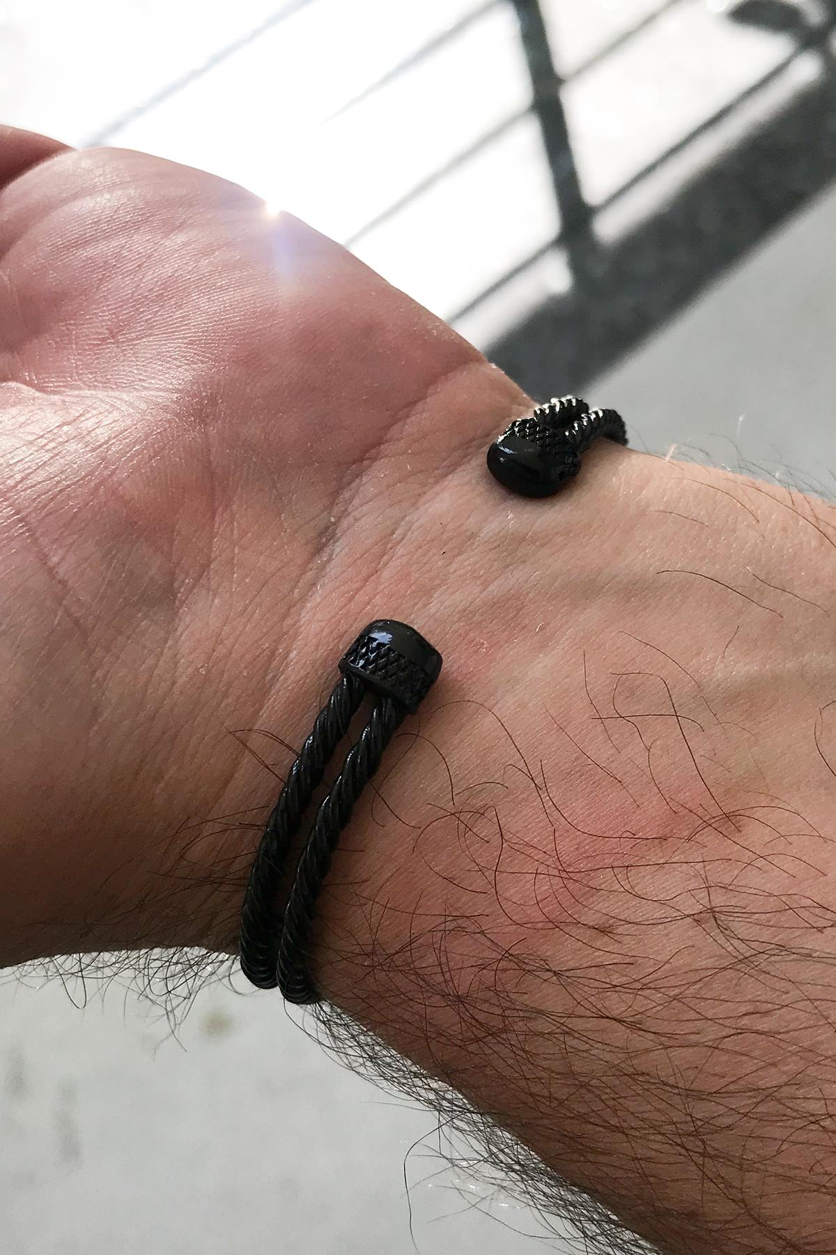 FRNCH Aslan Figürlü Zirkon Taşlı Çift Renk Handmade Erkek Bileklik FRJ11173-1273-B2A2