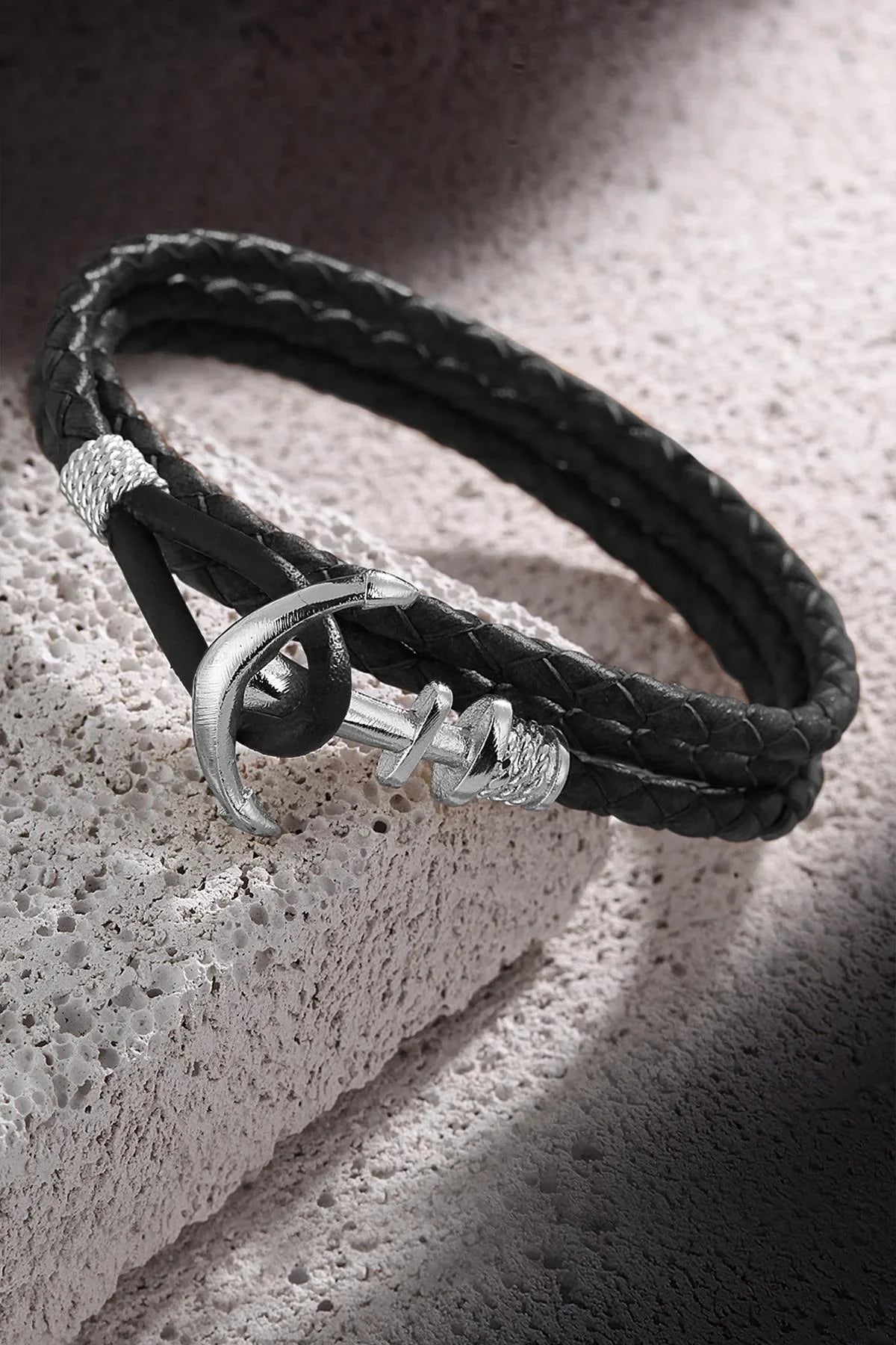 FRNCH Çapa Figürlü Gerçek Deri Handmade Erkek Bileklik FRJ11162-1262-BA