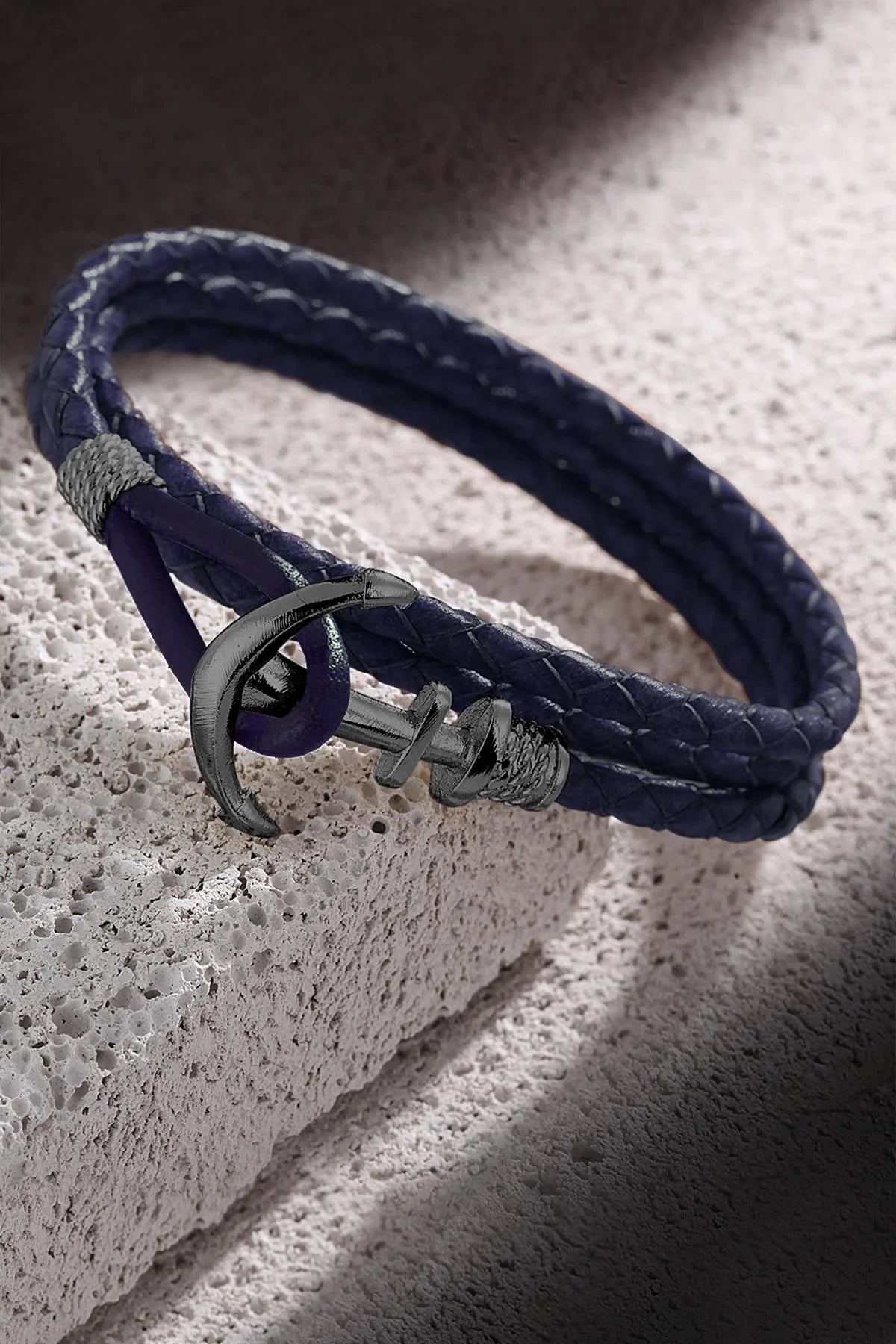 FRNCH Çapa Figürlü Gerçek Deri Handmade Erkek Bileklik FRJ11162-1262-TB