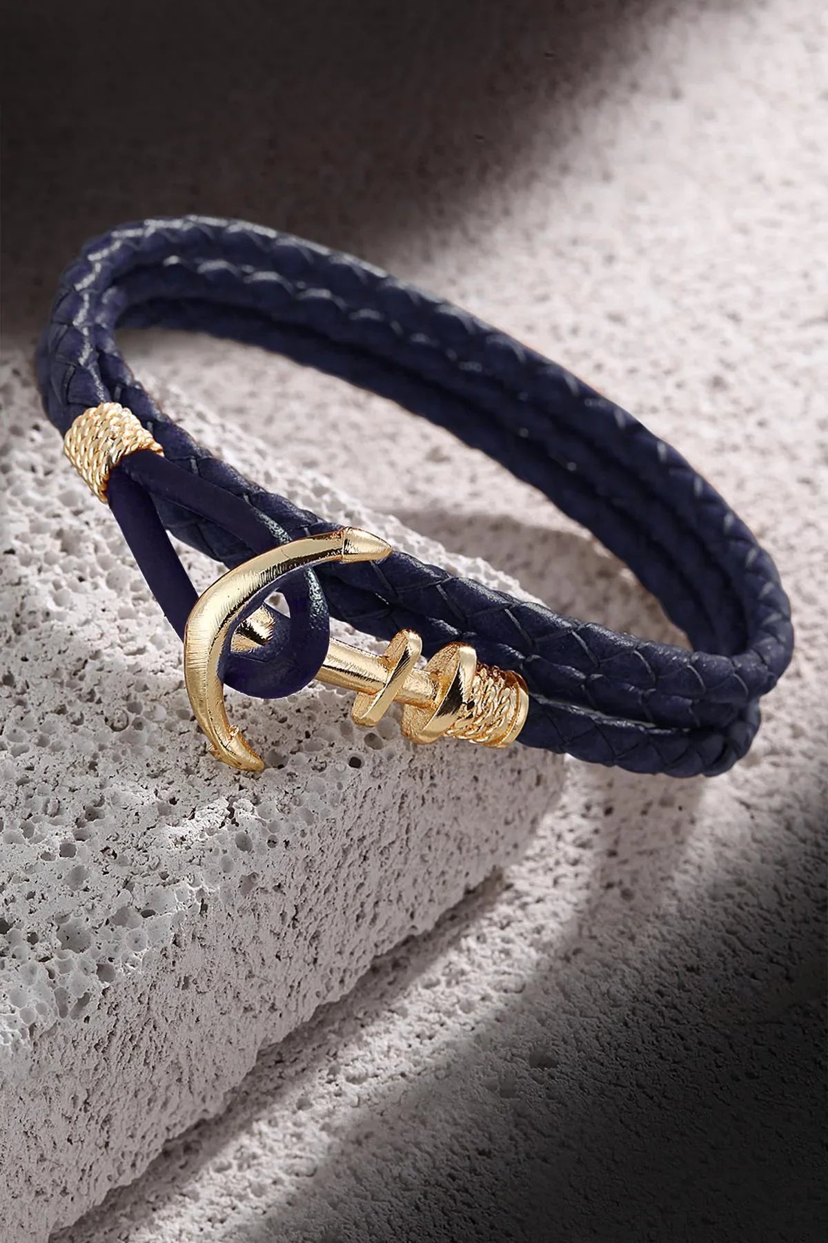 FRNCH Çapa Figürlü Gerçek Deri Handmade Erkek Bileklik FRJ11162-1262-TG