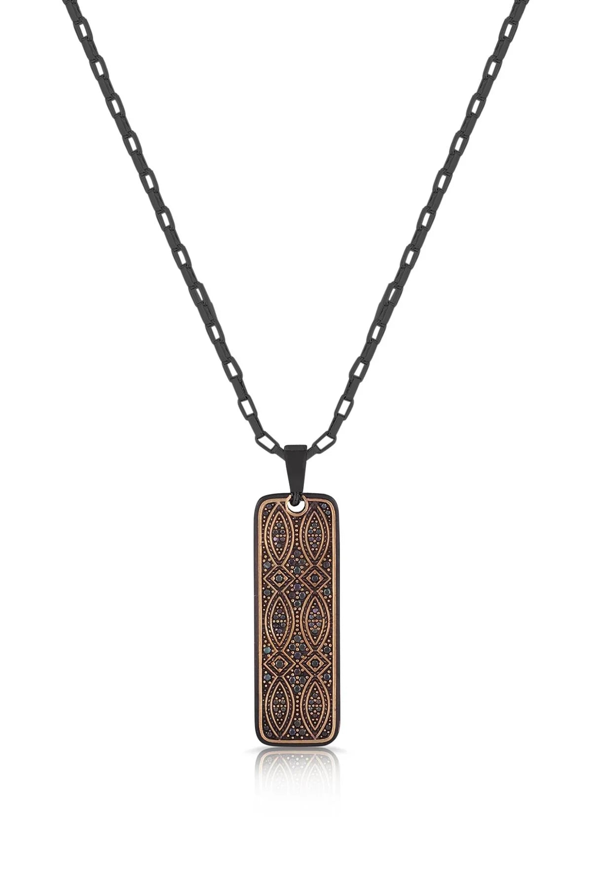 FRNCH Erkek Desenli Zirkon Taşlı Handmade Kolye FRJ30400-500-B