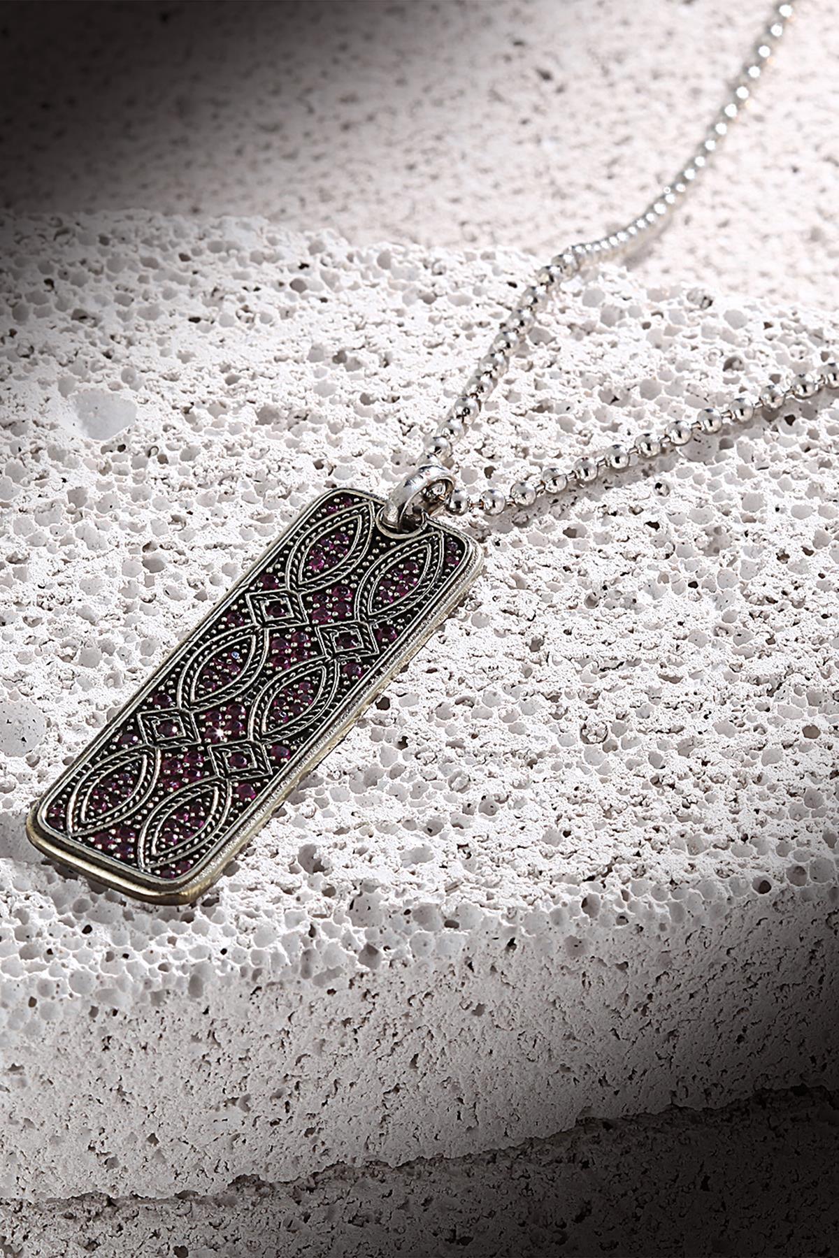 FRNCH Erkek Desenli Zirkon Taşlı Handmade Kolye FRJ30414-514-P