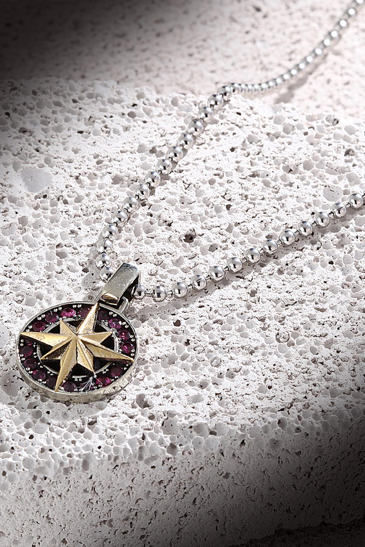 FRNCH Erkek Pusula Detaylı Zirkon Taşlı Handmade Kolye FRJ30415-515-R