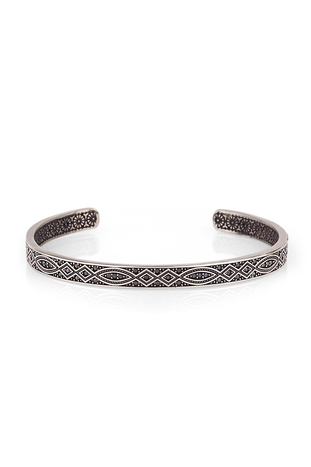 FRNCH Erkek Zirkon Taşlı Kelepçe Handmade Bileklik FRJ11124-1224-S