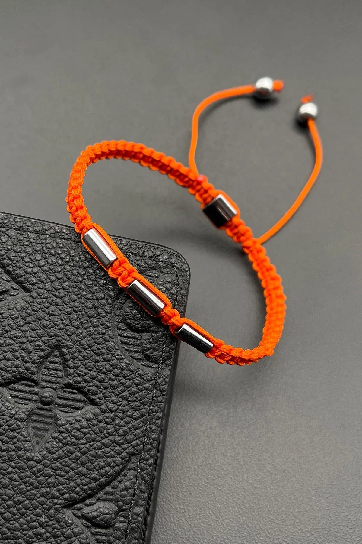 FRNCH Hematit Doğal Taşlı Turuncu Renkli Ayarlanabilir Erkek Bileklik FRJ11717-1817-T