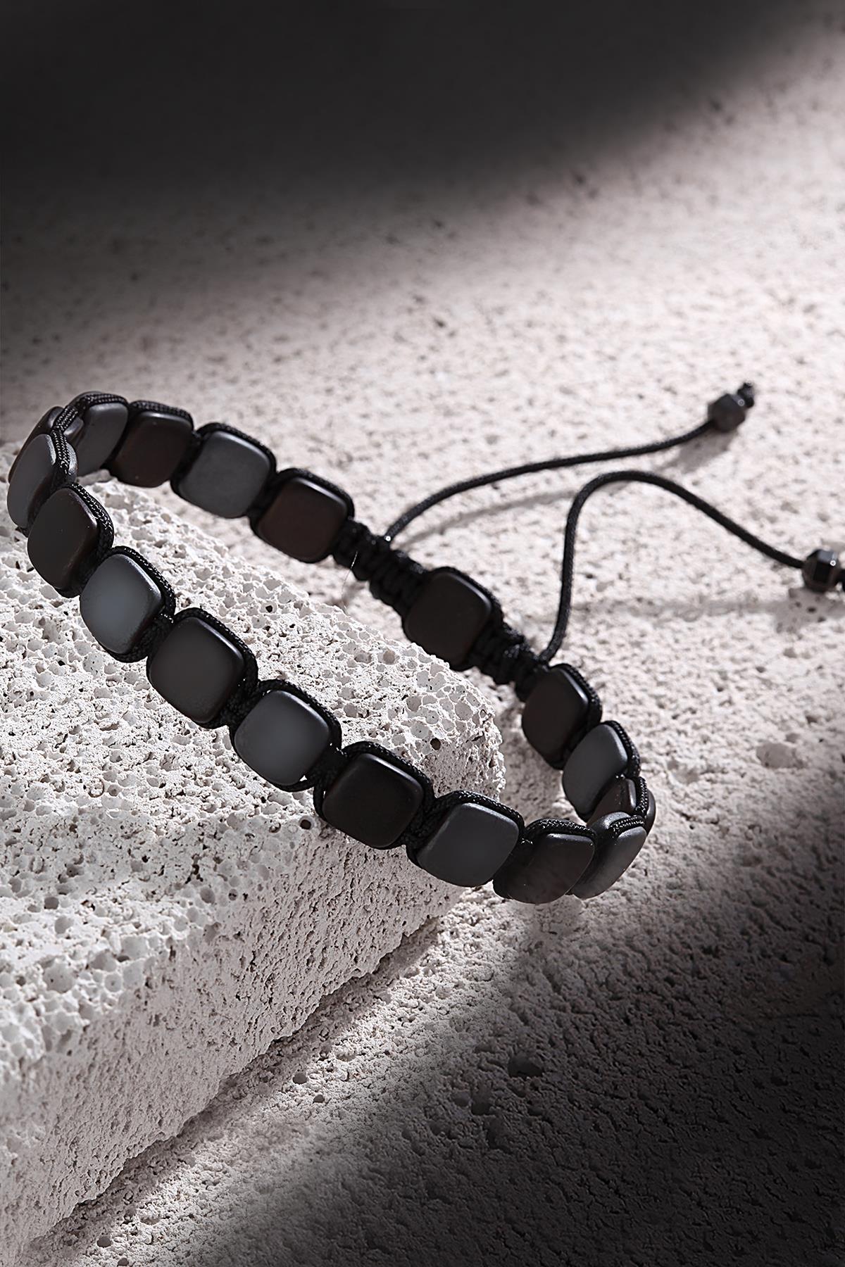 FRNCH Hematit Taşlı Erkek Handmade Makrome Bileklik FRJ11100-1200-B2