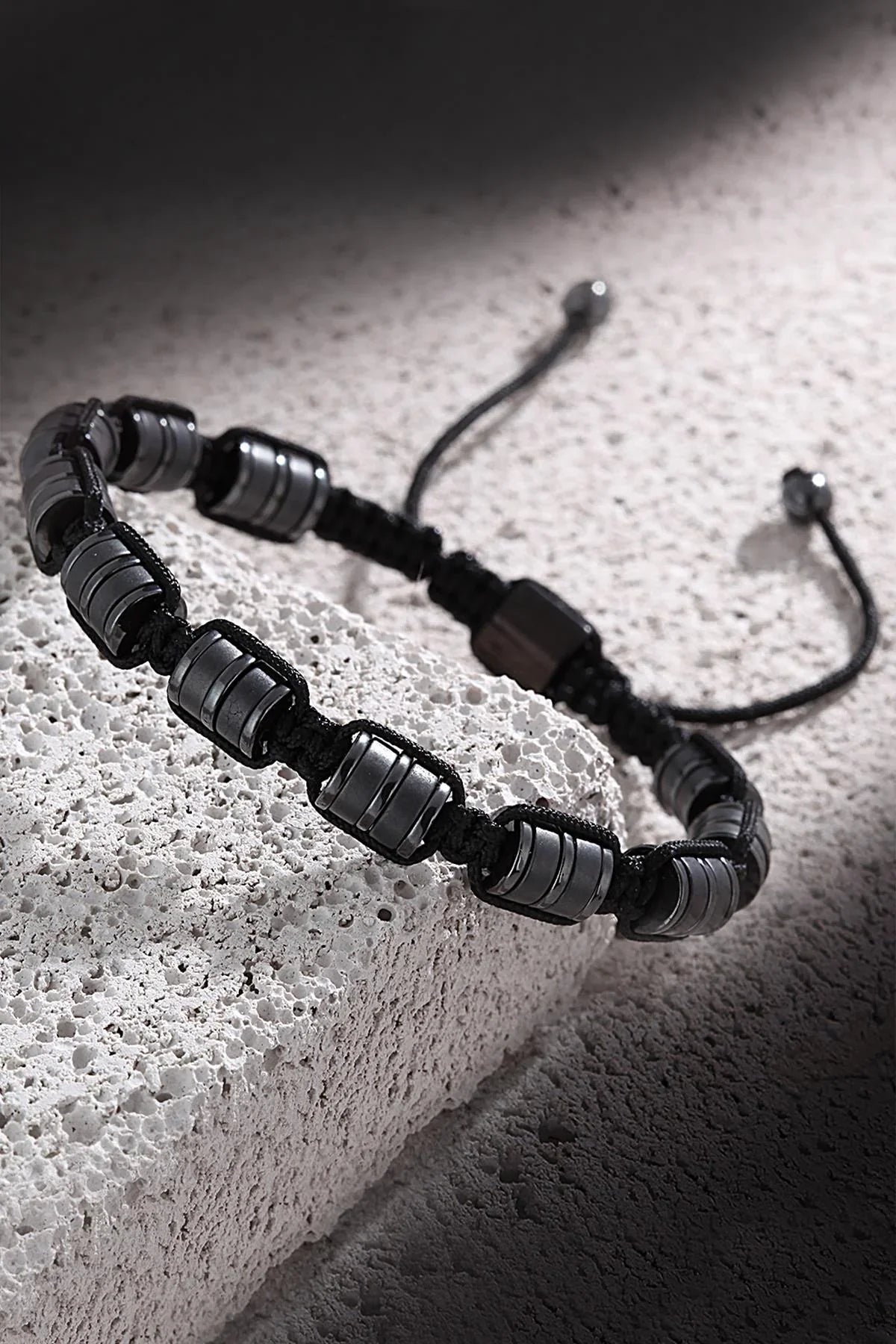 FRNCH Hematit Taşlı Erkek Makrome Handmade Bileklik FRJ11102-1202-B