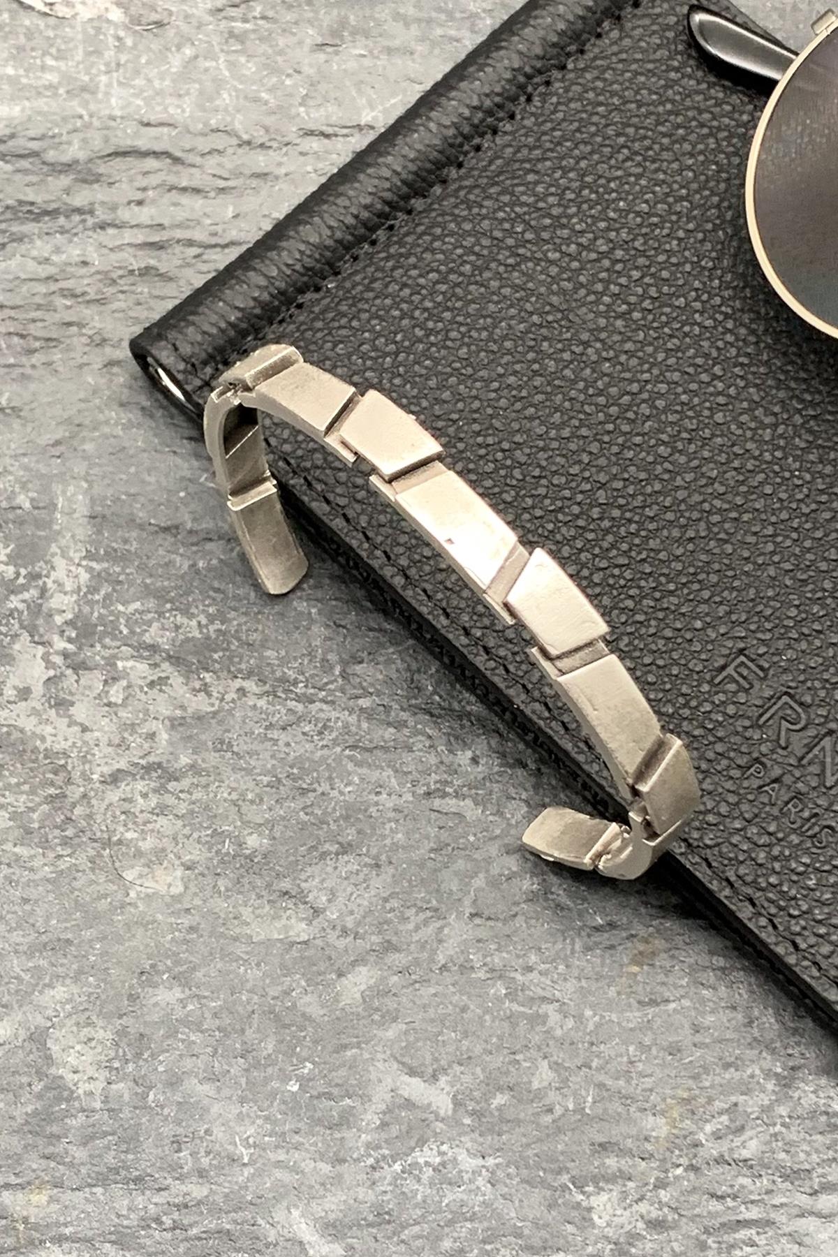 FRNCH İtalyan Model Gümüş Renkli Kelepçe Erkek Bileklik FRJ11646-1746-A
