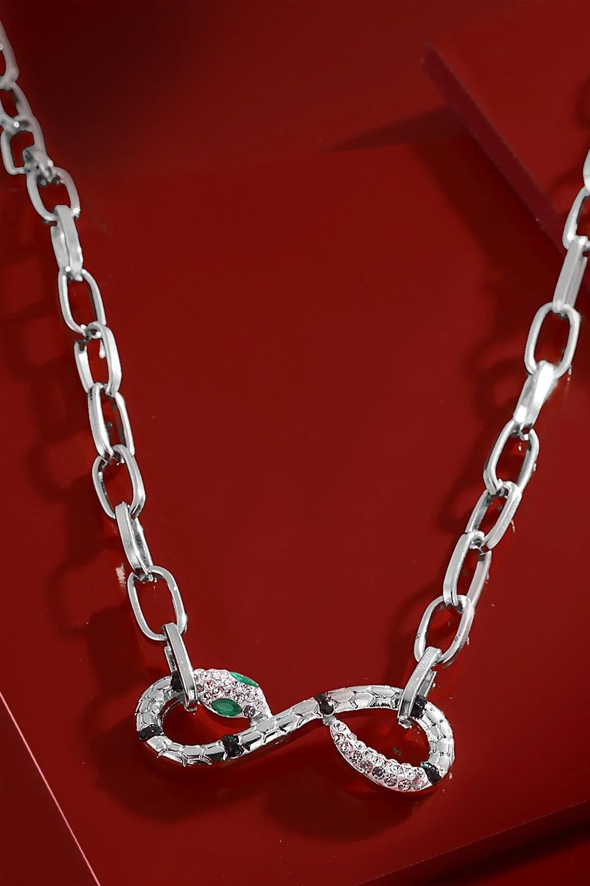 FRNCH Kadın Yılan Figürlü Zirkon Taşlı Silver Kolye FRJ30417-517-A