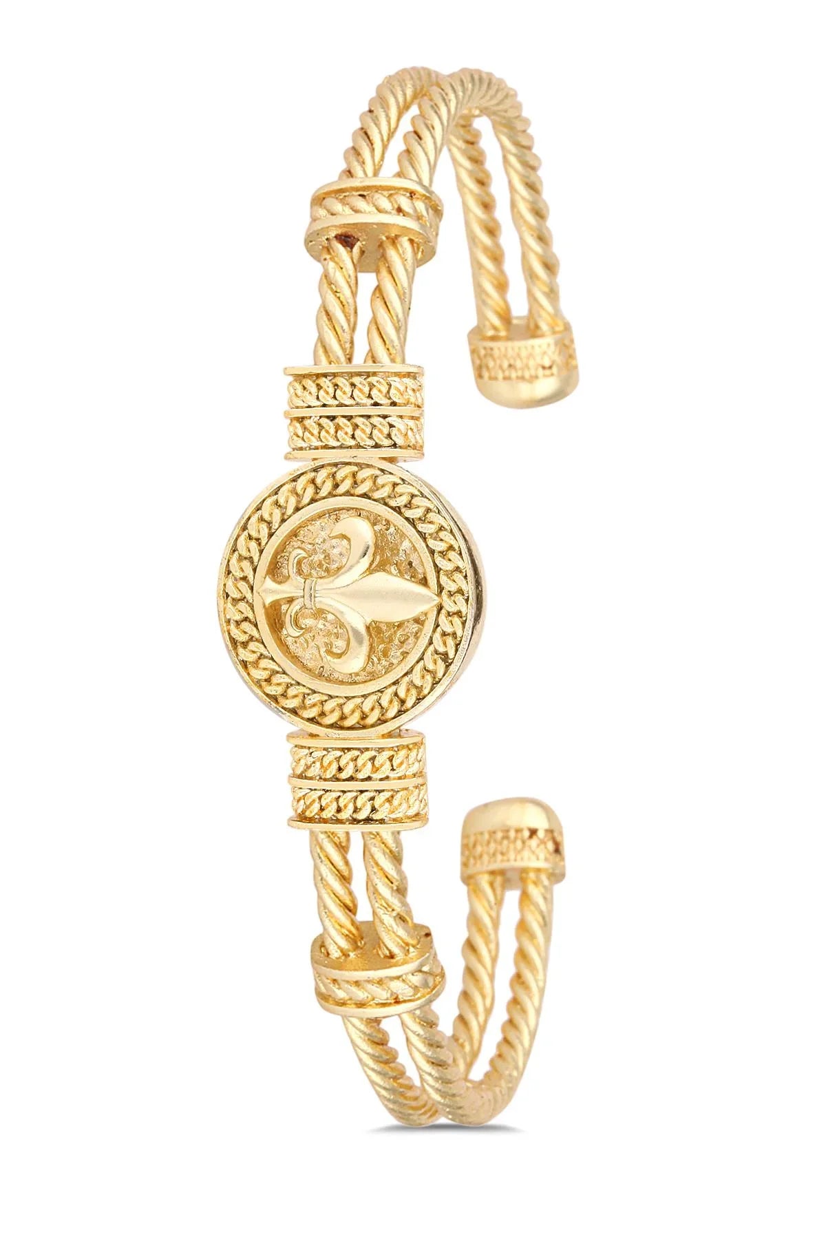 FRNCH Lilyum Figürlü Gold Renkli Erkek Bileklik FRJ11273-1373-G