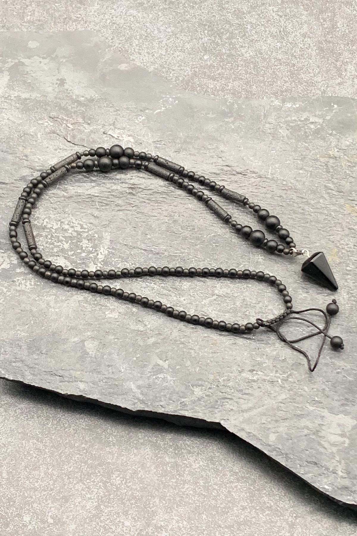 FRNCH Onyx Doğal Taşlı Siyah Renkli Erkek Kolye FRJ30486-586-S