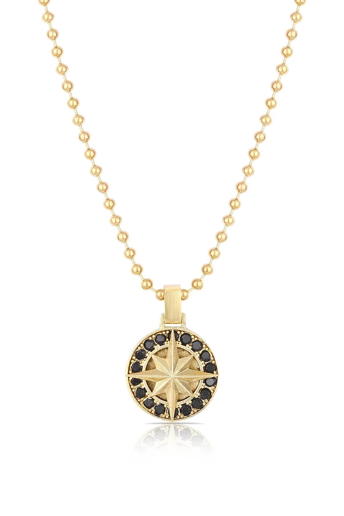 FRNCH Pusula Figürlü Zirkon Taşlı Gold Renk Erkek Kolye FRJ30415-515-G