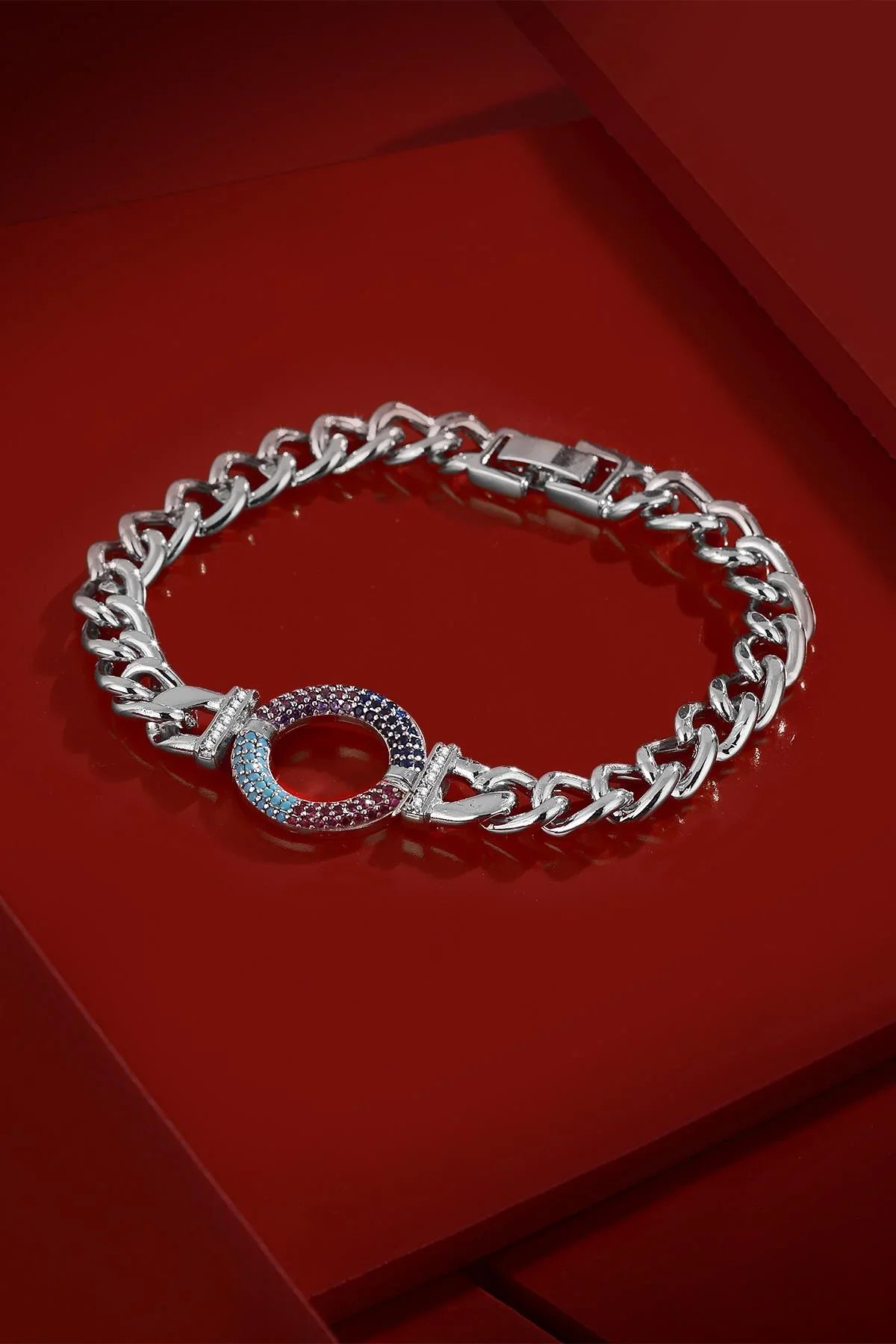 FRNCH Renkli Zirkon Taşlı Gümüş Renk Kadın Bileklik FRJ11197-1297-A