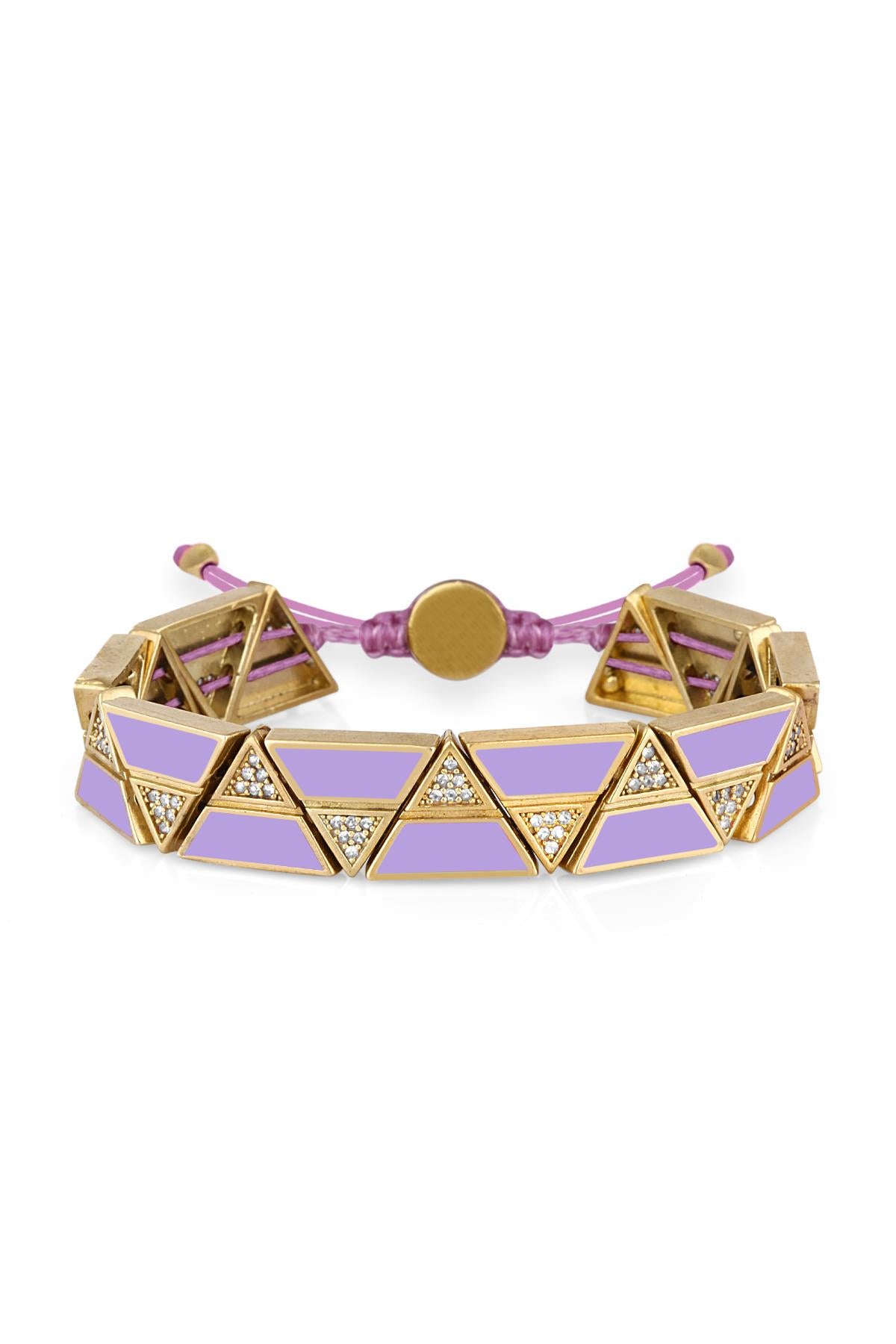 Gold Zigzag Purple Bileklik BLZGZG10