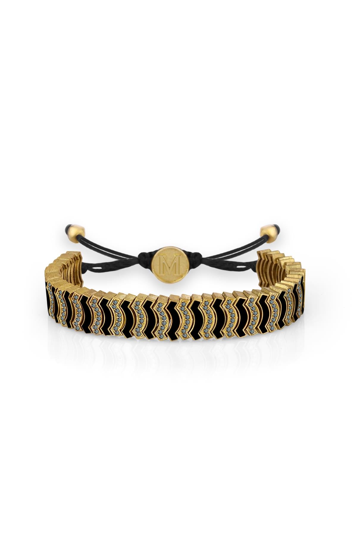Melon Gold Seagull Black Stone Bileklik BLSGL002